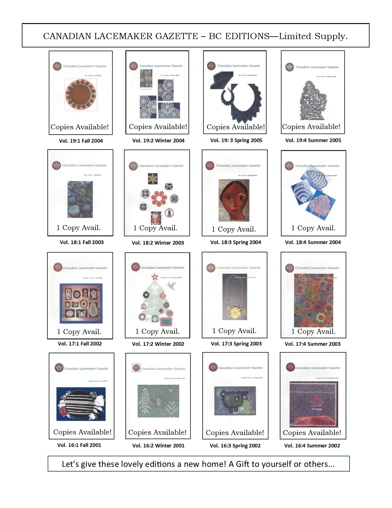 Gazette Website vol 16 to 19 BC editions Update May 2024